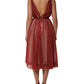 Dolce & Gabbana Burgundy Mesh Sleeveless Midi A-line Dress