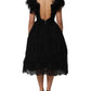 Dolce & Gabbana Black Crystal Embellished Midi A-line Dress