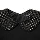 Dolce & Gabbana Black Crystal Embellished Collared Mini Dress