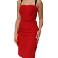 Dolce & Gabbana Red Stretch Bodycon Sheath Knee Length Dress