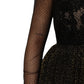 Dolce & Gabbana Black Crystal Heart Embellished A-line Dress