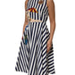 Dolce & Gabbana Blue White Striped Embroidered A-line Dress