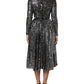 Dolce & Gabbana Black Sequined Long Sleeves Midi A-line  Dress