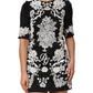 Dolce & Gabbana Black Lace Trim Short Sleeves A-line Dress