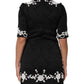 Dolce & Gabbana Black Lace Trim Short Sleeves A-line Dress