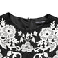 Dolce & Gabbana Black Lace Trim Short Sleeves A-line Dress
