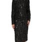 Dolce & Gabbana Black Sequin Bouclé Tweed Sheath Dress