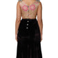 Dolce & Gabbana Black Velvet Flower Embellishment Aline Dress