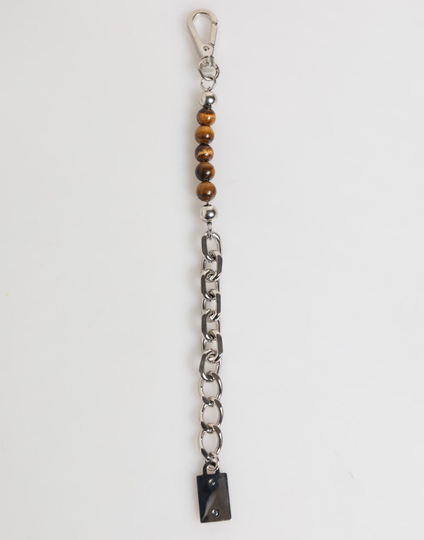 Dolce & Gabbana Silver Chain Brass Beaded Lobster Clasp Logo Men Bracelet