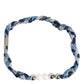 Dolce & Gabbana Blue White Braided Silver Metal Logo Beaded Men Bracelet