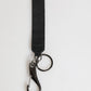 Dolce & Gabbana Black Yellow Polyester DG Logo Silver Keychain Keyring
