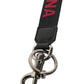 Dolce & Gabbana Black Red DG Logo Polyester Silver Men Keychain Keyring