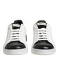 Dolce & Gabbana White Black Leather Portofino Sneaker Shoes