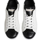 Dolce & Gabbana White Black Leather Portofino Sneaker Shoes