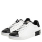 Dolce & Gabbana White Black Leather Portofino Sneaker Shoes