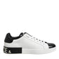 Dolce & Gabbana White Black Leather Portofino Sneaker Shoes