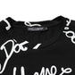Dolce & Gabbana Black Logo Print Cotton Crew Neck  T-shirt