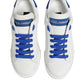 Dolce & Gabbana White Blue Leather Low Top Sneakers Shoes