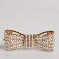 Dolce & Gabbana Gold Tone Brass Bow Crystal Faux Pearl Embellished Brooch