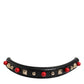 Dolce & Gabbana Black Embellished Leather Bag Handle Women Shoulder Strap