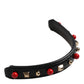 Dolce & Gabbana Black Embellished Leather Bag Handle Women Shoulder Strap