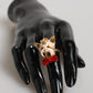Dolce & Gabbana Gold Brass Resin Beige Dog Pet Accessory Ring