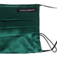 Dolce & Gabbana Green Silk Pleated Elastic Ear Strap Face Mask