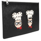 Dolce & Gabbana Black Leather #DGFAMILY Embellished Men Clutch Pouch Bag