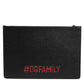 Dolce & Gabbana Black Leather #DGFAMILY Embellished Men Clutch Pouch Bag