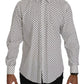Dolce & Gabbana White Dotted Dress Formal MARTINI Shirt