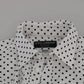 Dolce & Gabbana White Dotted Dress Formal MARTINI Shirt