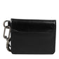 Dolce & Gabbana Wallet Black Leather Logo Embossed Key Chain Card Holder Wallet