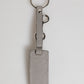 Dolce & Gabbana Gray Leather Logo Metal Ring Keychain Holder Men Keyring