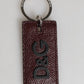 Dolce & Gabbana Bordeaux Leather Logo Metal Ring Men Keychain Keyring