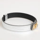 Dolce & Gabbana Silver Textured Leather Gold Tone Metal Neckband