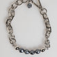 Dolce & Gabbana Silver Tone Chain Lobster Clasp Logo Gray Pearls Bracelet