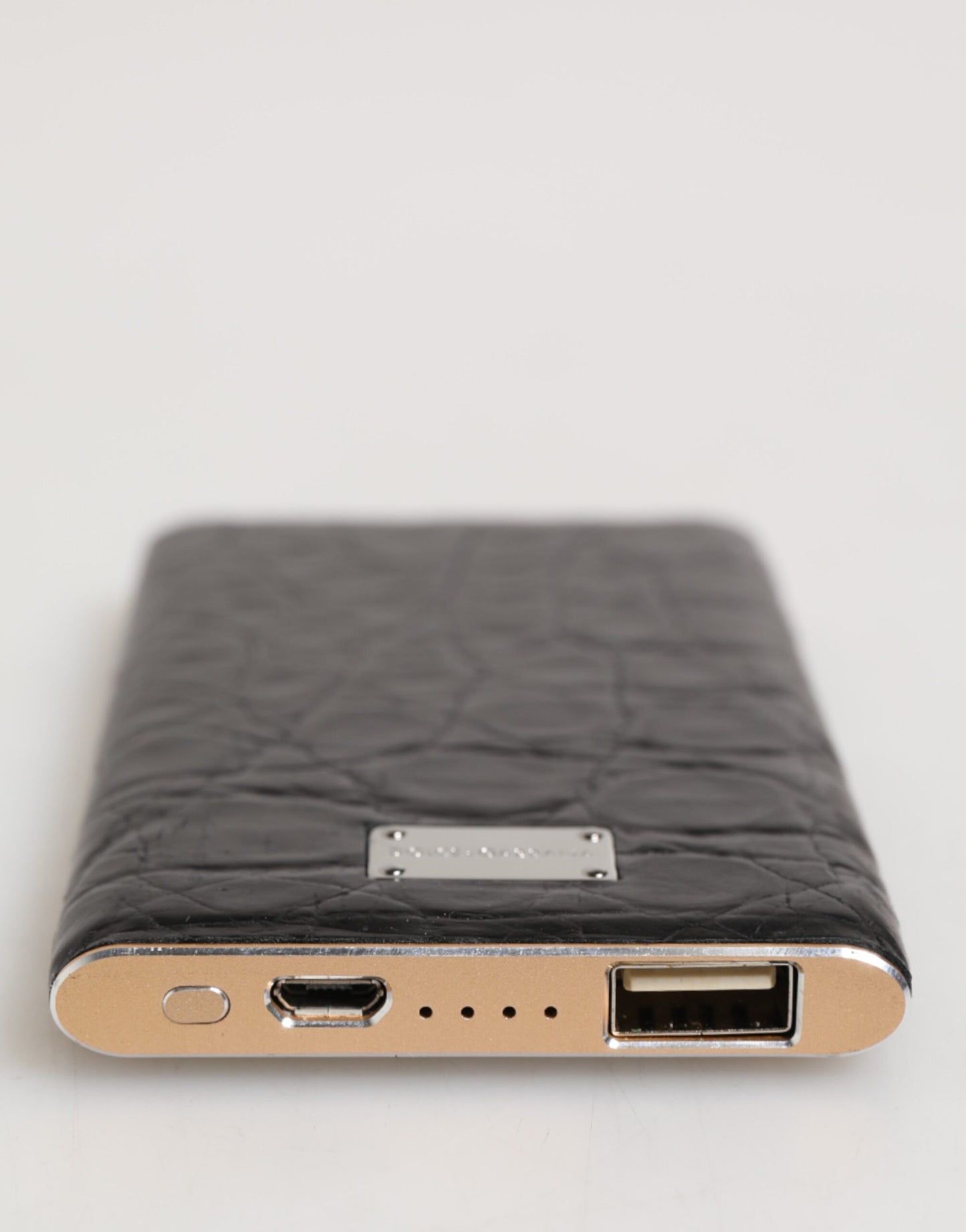 Dolce & Gabbana Black Exoctic Leather Embossed 3000mAh Power Bank Charger USB