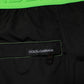 Dolce & Gabbana Black Green Logo Waistband Beachwear Short Swimwear