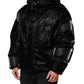 Dolce & Gabbana Black Logo Full Zip Hooded Quilted Jacket