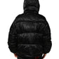 Dolce & Gabbana Black Monogram Logo Puffer Nylon Hooded Jacket
