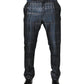 Dolce & Gabbana Blue Silver Shiny Silk Skinny Men Trouser Pants