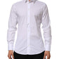 Dolce & Gabbana White Cotton GOLD Long Sleeves Formal Men Shirt