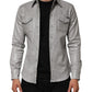 Dolce & Gabbana Gray Coated Cotton Snap Button Logo Men Shirt