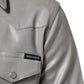 Dolce & Gabbana Gray Coated Cotton Snap Button Logo Men Shirt
