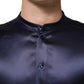 Dolce & Gabbana Navy Silk Long Sleeve Mandarin Collar Shirt