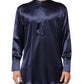 Dolce & Gabbana Navy Silk Long Sleeve Mandarin Collar Shirt