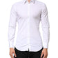 Dolce & Gabbana White GOLD Cotton Long Sleeves Dress Men Shirt
