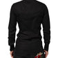 Dolce & Gabbana Black Cotton Star Sequin Dress Formal Men Shirt