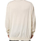 Dolce & Gabbana Ivory Virgin Wool Men V-Neck Knit Sweater