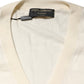 Dolce & Gabbana Ivory Virgin Wool Men V-Neck Knit Sweater